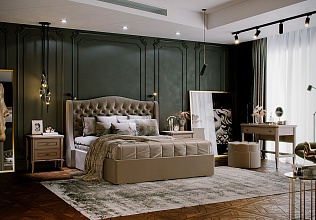 Спальня Онтарио 6, тип кровати Мягкие, цвет Серый камень